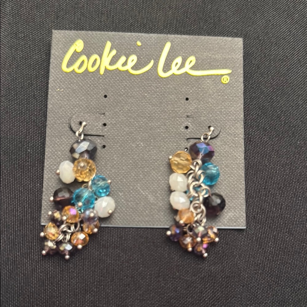 Cookie Lee Blue and Silver Cluster Earrings